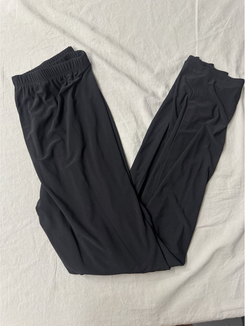 Slinky Brand Pants Womens Medium Black Elastic Waist Straight Leg Stretch